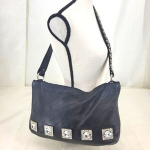 BB SIMON Soft Black Leather & Swarovski Crystal Embellishment